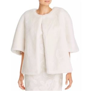 Adrianna Papell White Faux Fur Cape